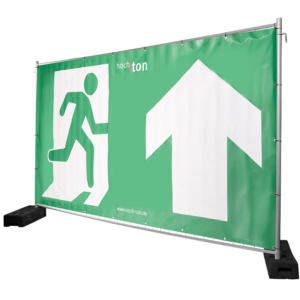 Bauzaunplane Fluchtweg Pfeil - geradeaus