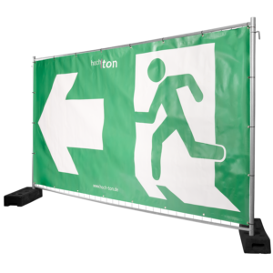 Bauzaunplane Fluchtweg Pfeil - links