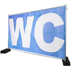 Bauzaunbanner - WC (blau-weiß)